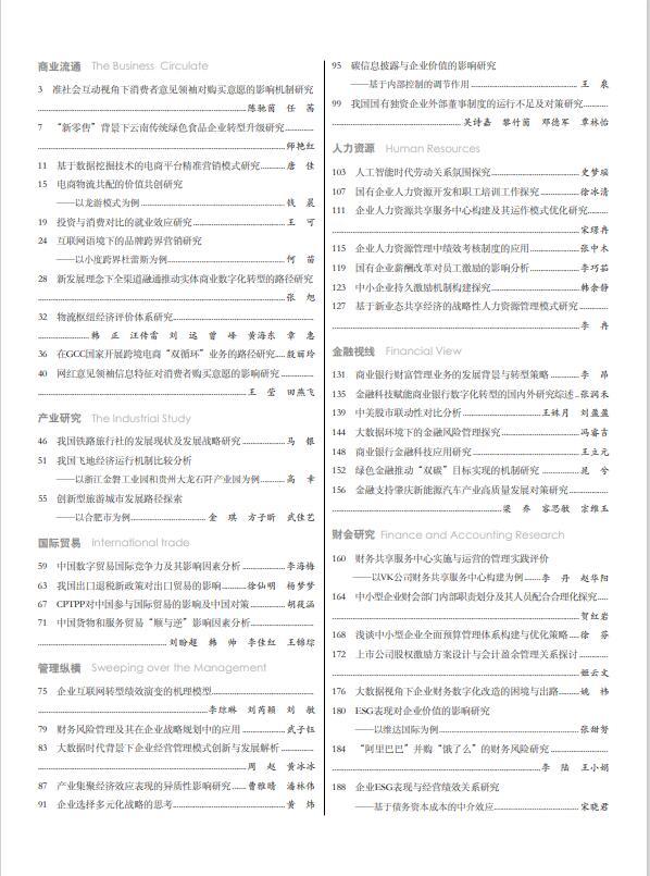 现代商业杂志2023年12月第24期目录